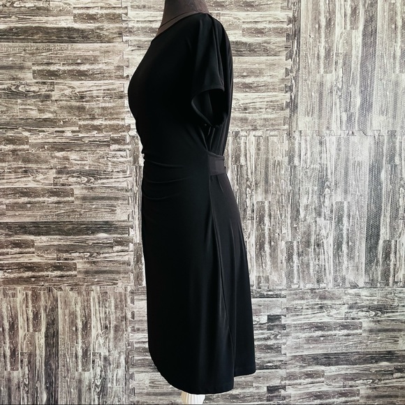 Ali Ro Black side tie casual day to night dress EUC sz. 10 stretchy short sleeve - Picture 3 of 12